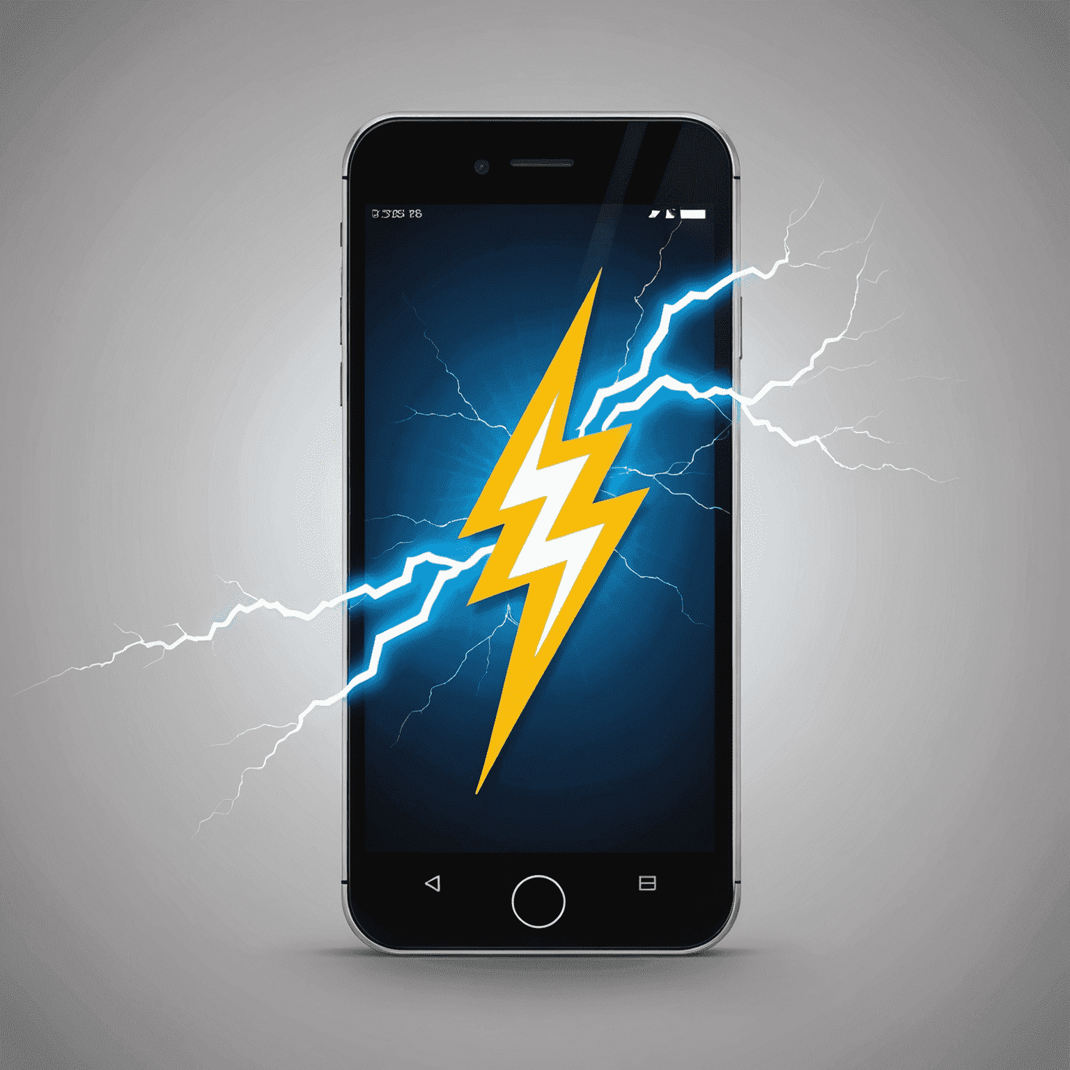 Illustration of a mobile phone with a lightning bolt representing instant recharge