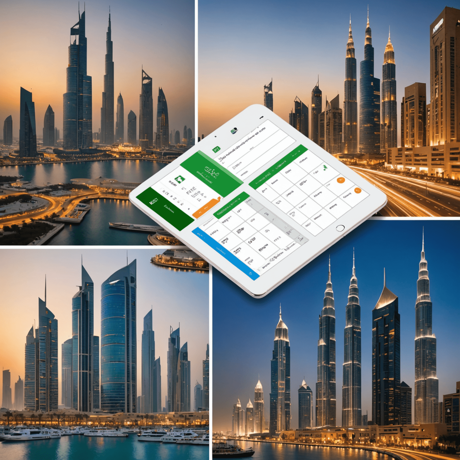 A collage of 5 images representing the benefits of using scheduleplanner for phone top-ups in the United Arab Emirates